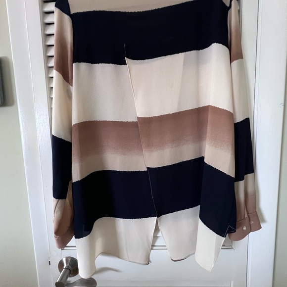 Joseph Ribkoff Women's Color Block Blouse - Black, Cream, Brown - Picture 2 of 3